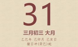 今日老黄历(2025年3月31日)：黄历宜忌、财神方位、特吉生肖、打麻将财位